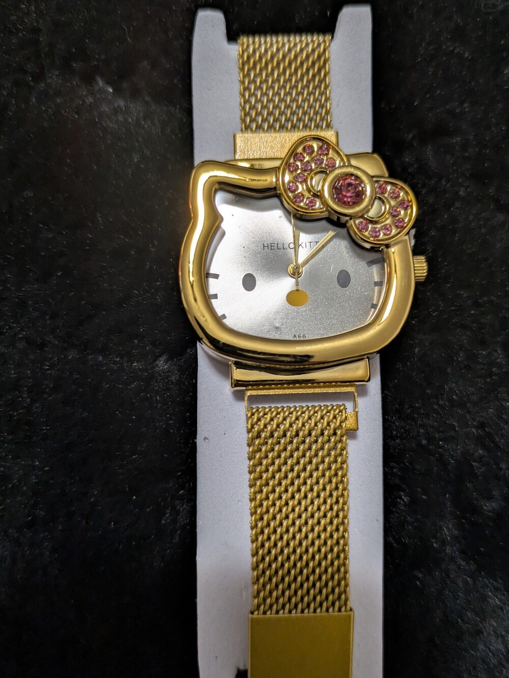 Hello Kitty Gold and Pink Mesh Bracelet Watch